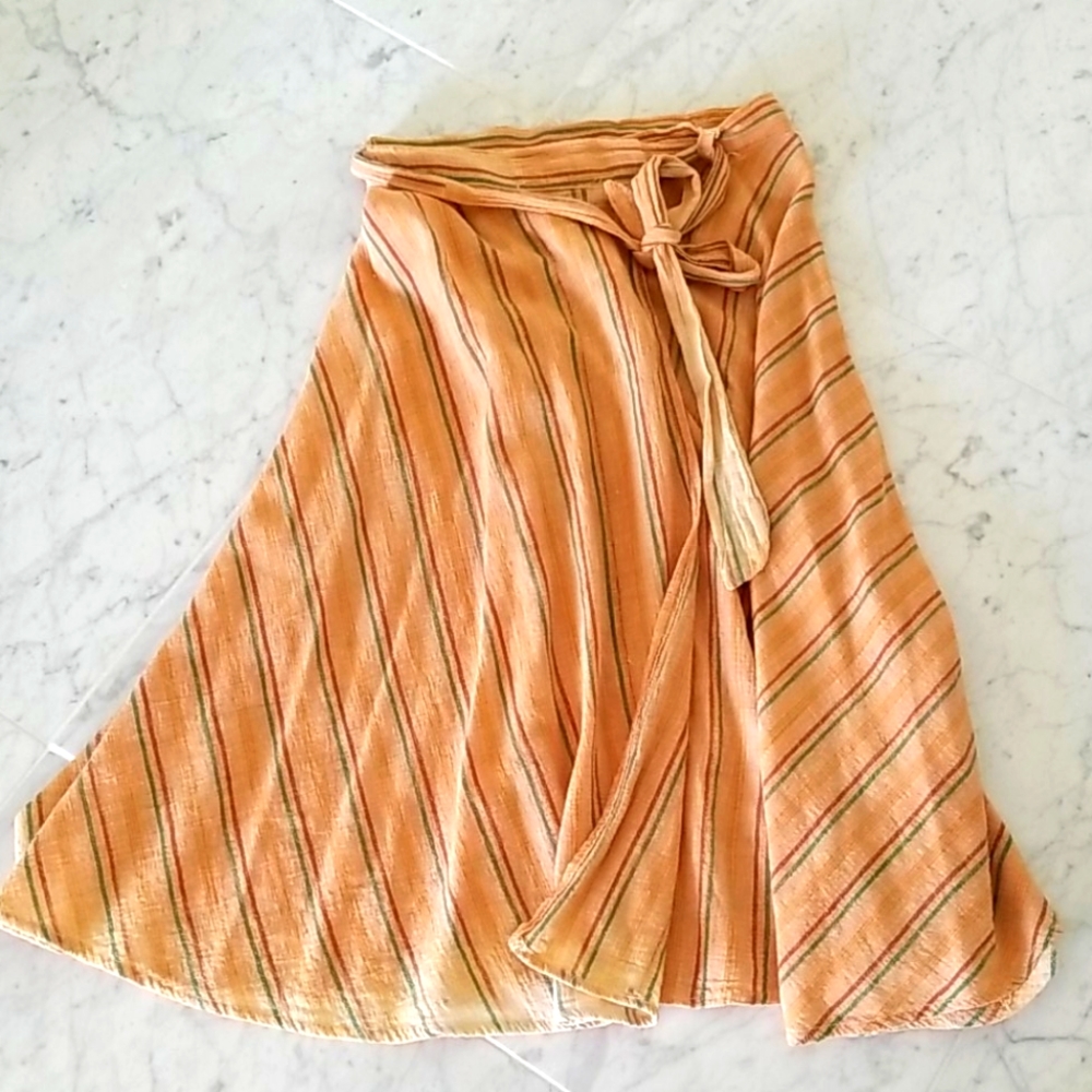 60s 70s Vimtage Didi Paris by Lloyd's Mercantile Gauze Boho Wrap Skirt Neutral